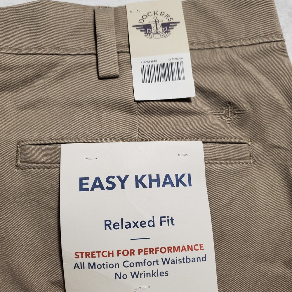 Dockers Easy Khaki 40x29 Men's Relaxed Fit Stretch No Wrinkle Chino Pants Khaki - Picture 2 of 5
